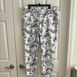 Talbots White and Blue Print Denim Jeans